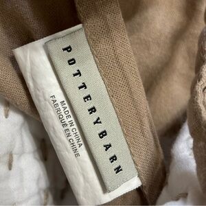 Set of 2 Pottery Barn Quilted Pick Stitch Euro Pillow Shams Tan Beige 25”x 25”